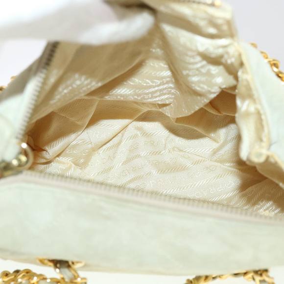 PRADA Quilted Chain Shoulder Bag Suede Gray Auth yk6604 - Picture 11 of 16